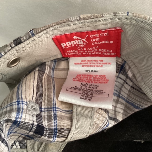 PUMA athletic hat lightweight 100% cotton plaid EUC - Picture 3 of 5